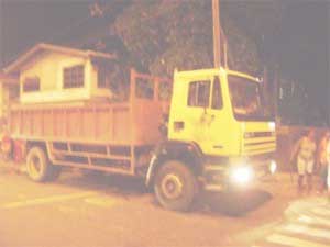 The sand truck involved in the accident. berdacc