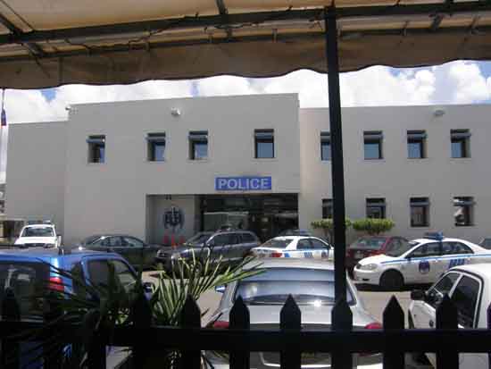 Philipsburg Police Station. blue