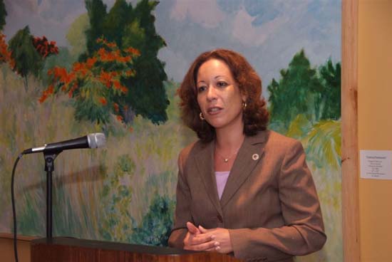 Commissioner of Public Health Maria Buncamper-Molanus addressing Carib News Town Hall Forum on Healthy Living. caribnew