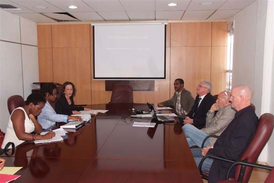 Commissioner Maria Buncamper in the presentation yesterday with the group of experts from Holland and Coordinator of the IntergratedYouth Policy Shermina Powell Richardson and Joy Arnell of Women’s Desk. mariaright