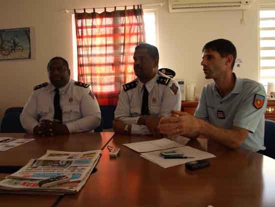 Acting Chief Commissioner of Police & Commissioner of Police Ademar Doran joined by Captain Loic Baras at press conference yesterday. vanierstory