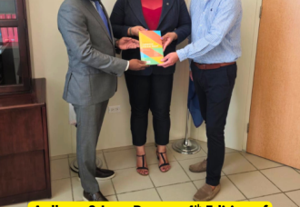 Aalbers and Lont present fourth edition of “Capita Selecta, Caribbean Tax Law” to Honorable Minister of Finance Marinka Gumbs.